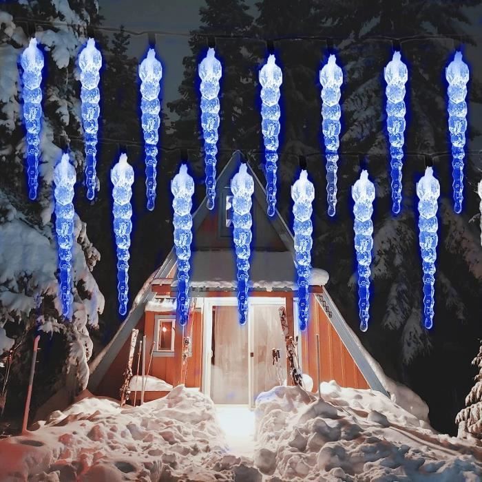 Guirlande lumineuse 40 Stalactites LED Noël Bleu Intérieur et extérieur  fêtes