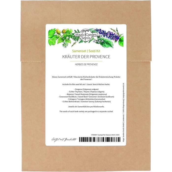 Herbes De Provence - Kit De Semences Avec 7 Variétés Pour Cultiver Le Classique Melange Dherbes De La Cuisine Francaise