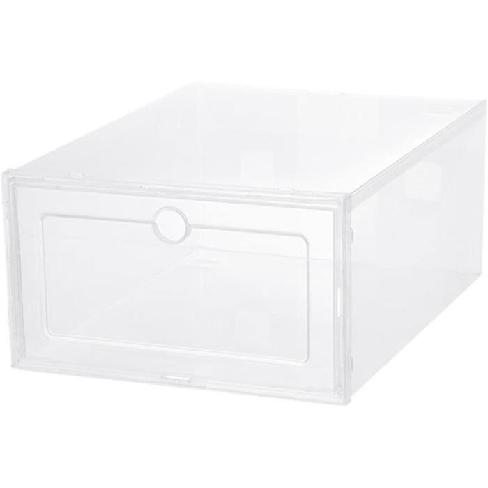 Lot De 4 Boîtes à Chaussures Transparentes Empilables - Rangement Plastique épais, Couvercle, Couleurs Pastel - 6