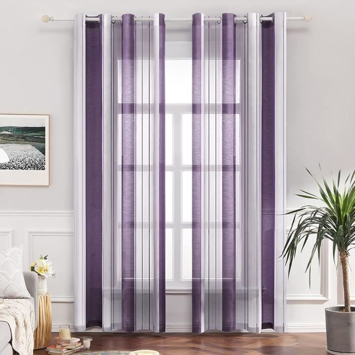 Rideau Voilage Semi-transparent 70x250 Cm - Polyester Fin Pour Salon, Chambre, Noir