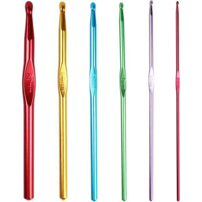 Lot De 4 Crochets à Tricoter En Aluminium - Tailles 3, 4, 6, 8 Mm - Poignée Ergonomique Multicolore