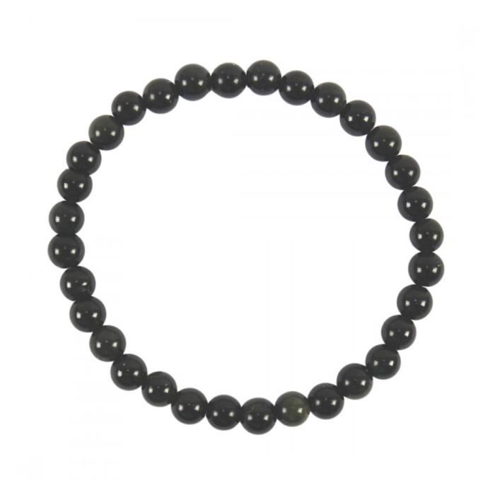 Bracelet en Obsidienne œil céleste AAA - boules 6mm Noir