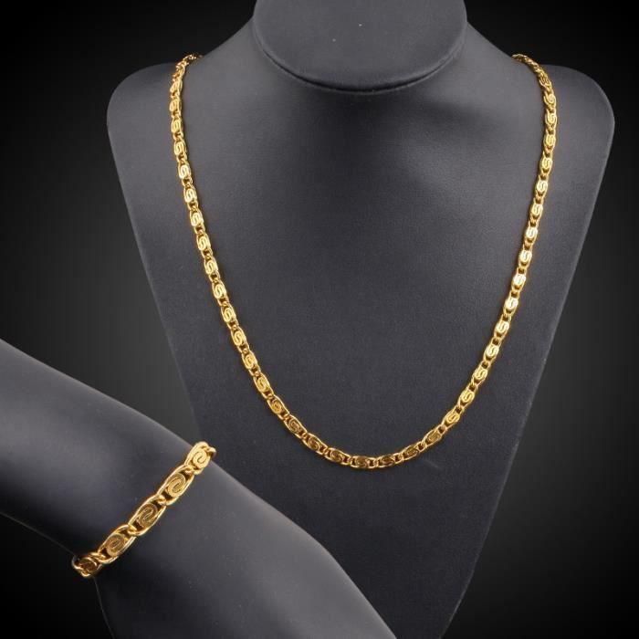Bijoux Collier En Or 18 Carats Homme Collier Or Jaune 18k Plaqué