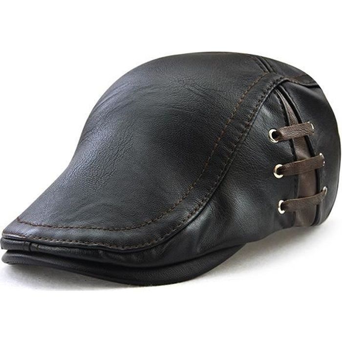 beret casquette hommes femmes vintage en cuir peaked chapeau newsboy