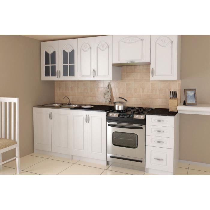 pamela blanc cuisine complete 240 cm achat vente cuisine complete pamela blanc cuisine comp cdiscount