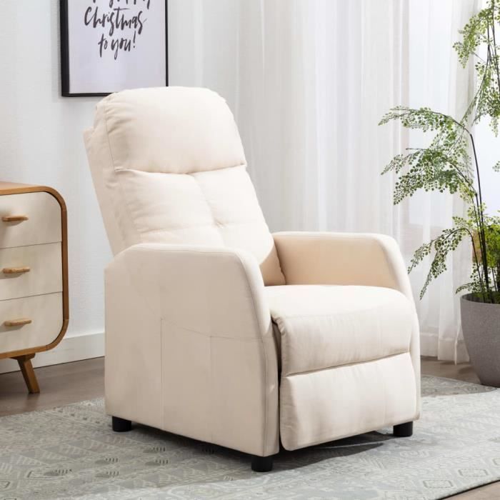 fauteuil relaxation inclinable - fauteuil relax confortable fauteuil - chaises de salon crème - tissu