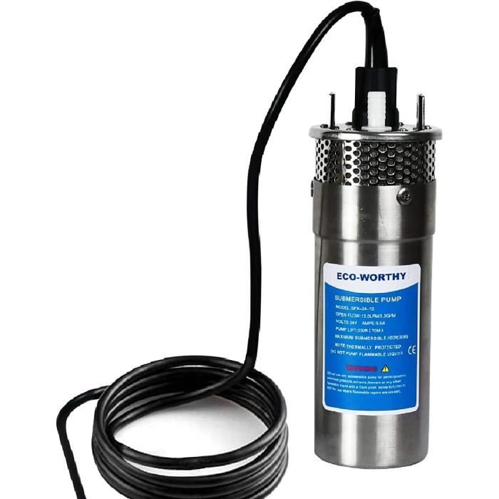 Pompe à eau submersible en acier inoxydable, pompe de puits à énergie  solaire 24 V CC, pompe de puisard[68] - Cdiscount Jardin