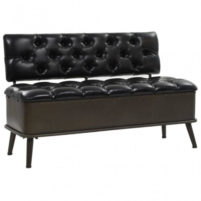 Banc Coffre 2 Places Avec Dossier En Cuir Synthetique Noir L 120cm Cs2457691 Achat Vente Banc Soldes Sur Cdiscount Des Le 20 Janvier Cdiscount