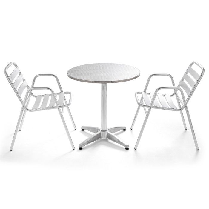 Table De Jardin Ronde Pour Terrasse En Aluminium 2 Fauteuils Ensemble Bistrot 2 Personnes Achat Vente Table De Jardin Table Ronde En Alu 2 Fauteuils Cdiscount