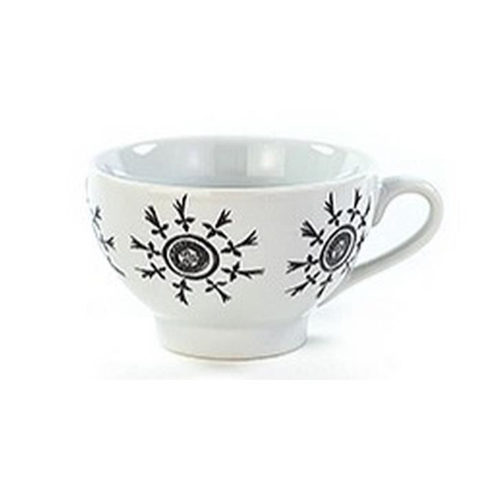 Bolée à Cidre Bretonne Décorative - Design Traditionnel Avec Motifs Fleuris Et Bordure Bleue - Fabriqué En Bretagne