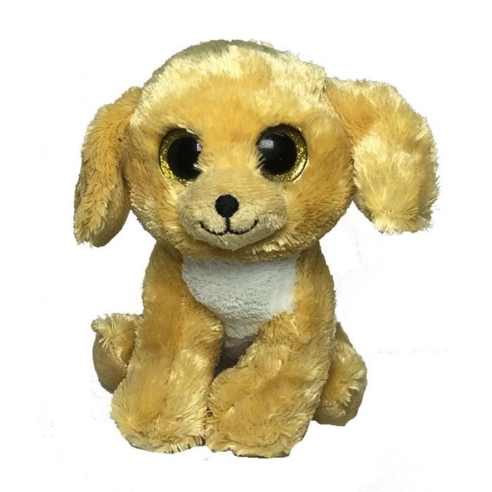 Peluche chien Gros Yeux 16cm Beige Cdiscount Jeux Jouets