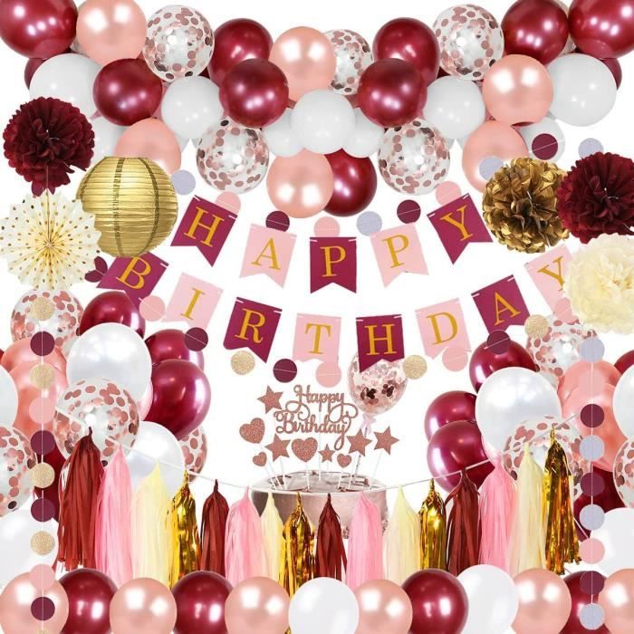 Décorations du 64e anniversaire, fournitures de fête d'anniversaire,  bannière du 64e anniversaire en or rose, ballons confettis pour elle,  décoration de gâteau du 64e anniversaire, 64 accessoires photo -  France