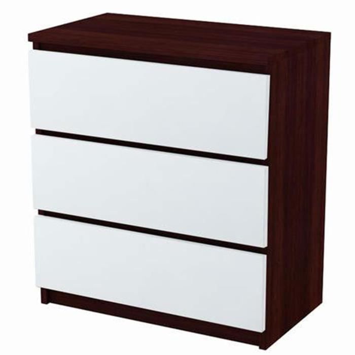 Commode de 3 tiroirs wenge blanc de rangement
