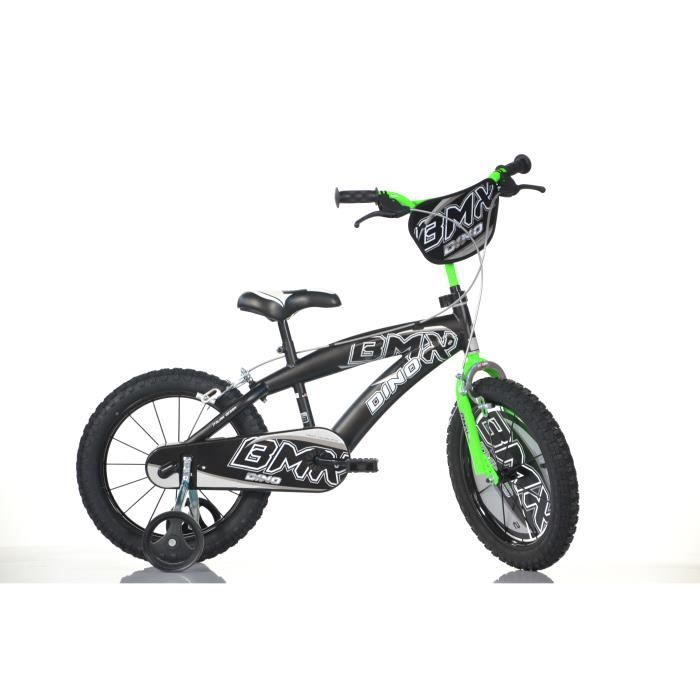 Dino Bikes Vélo BMX Enfant 14 Pouces 2 Freins et Roues Gonflables Noir Vert  - Cdiscount Sport