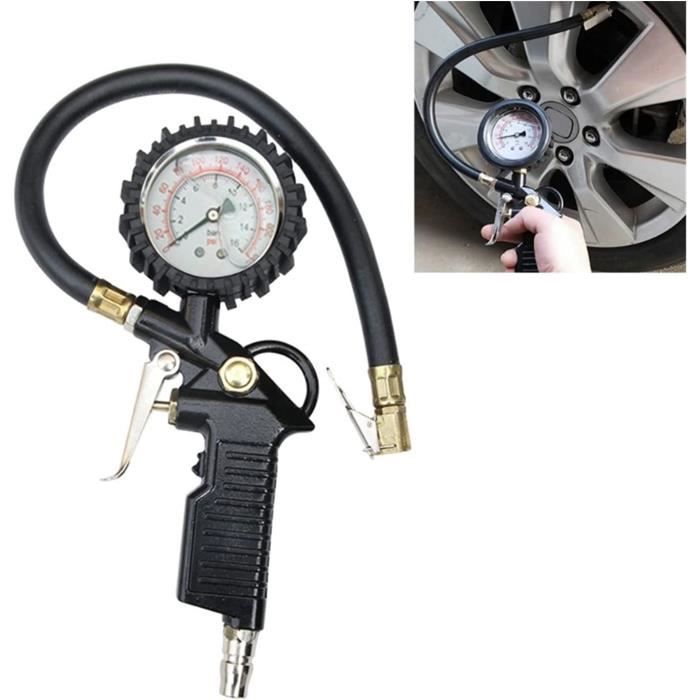 Manomètre Pression Pneus Digital Multifonction - Pistolet Gonflage 220PSI 12 BAR Pour Voiture Moto Vélo