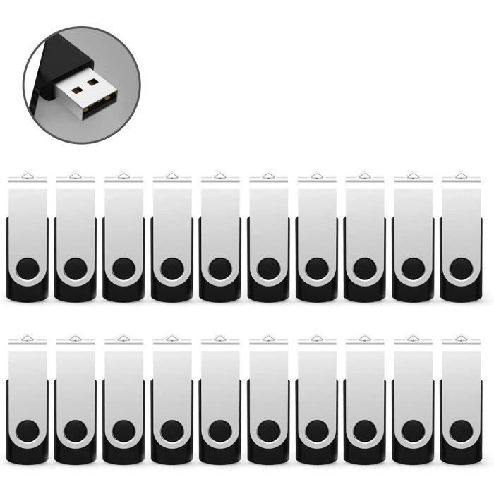 Lot de 20 Clés USB 1 Go Pivotantes RAOYI - Stockage Externe pour Fichiers Logiciels, Photos, Vidéos et Musiques