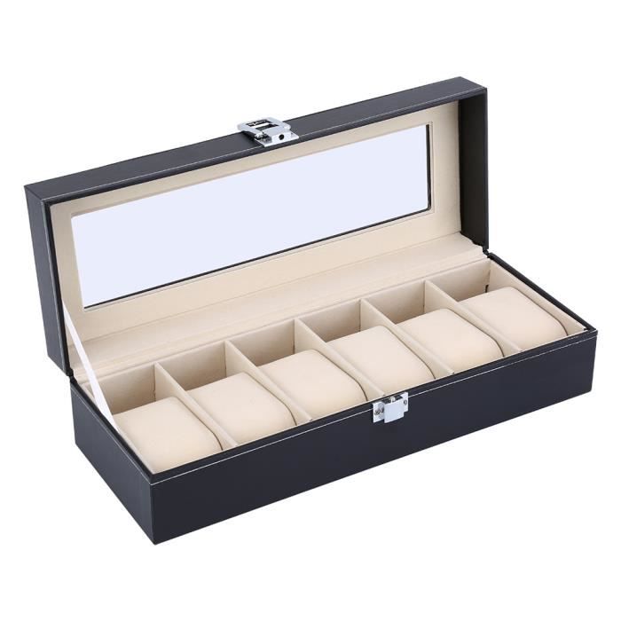 Coffret Rangement Pour 6 Montres - Boîte Présentoir Simili Cuir Beige