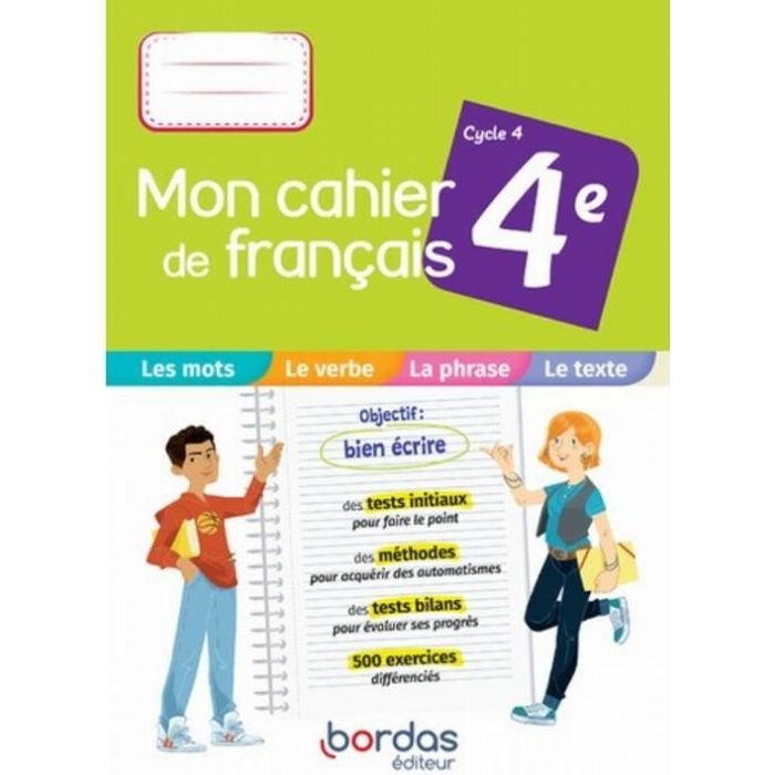 Français 4e Cycle 4 Mon cahier de français. Edition 2021 - Cdiscount ...