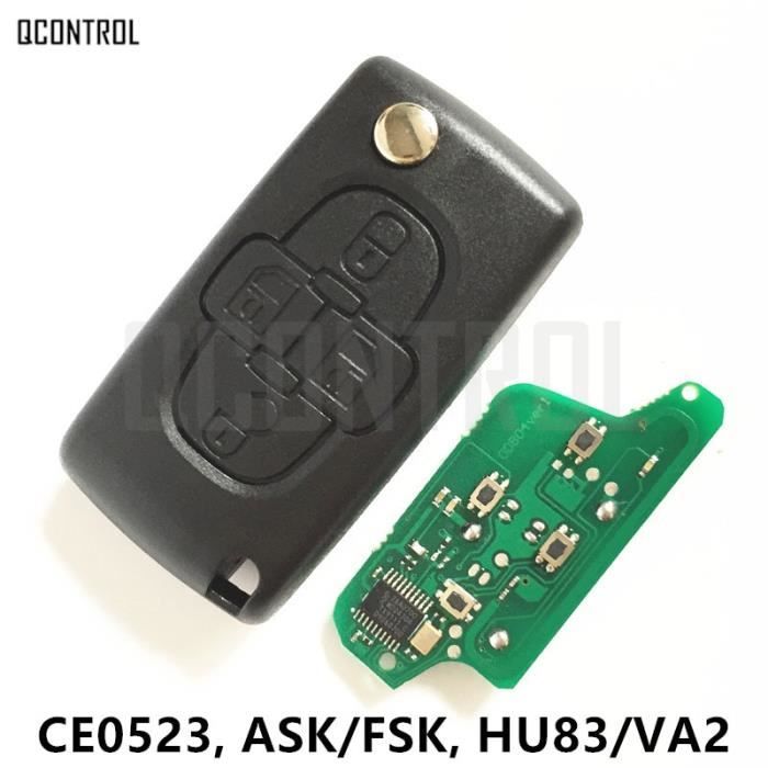 Taille Posez le signal HU83 clé télécommande à 4 boutons pour PEUGEOT, avec lame, Signal ASK-FSK, puce HU83-VA2, ID46 (807), CE052