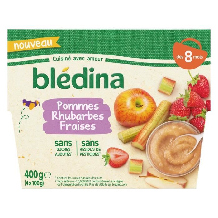 Lot De 4 Bledina Compote Pommes Rhubarbes Fraises Des 8 Mois 4 Pots De 100g Achat Vente Compote Dessert Fruite Lot De 4 Bledina Compote Pommes Rhubarbes Fraises Des 8 Mois 4 Pots De 100g Soldes Cdiscount
