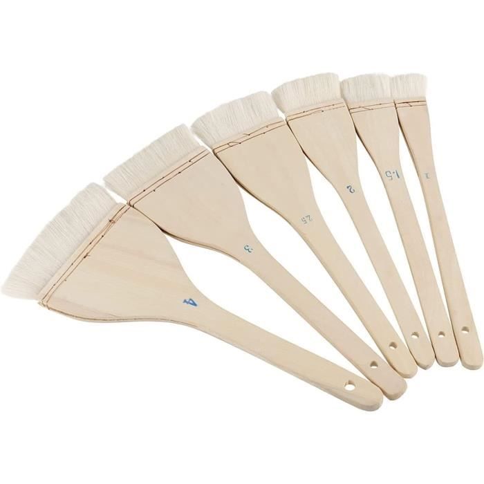 Lot De 3 Pinceaux Estompeurs Poils Chèvre & Mouton – Manche Bambou Pour Aquarelle, Poterie, Céramique