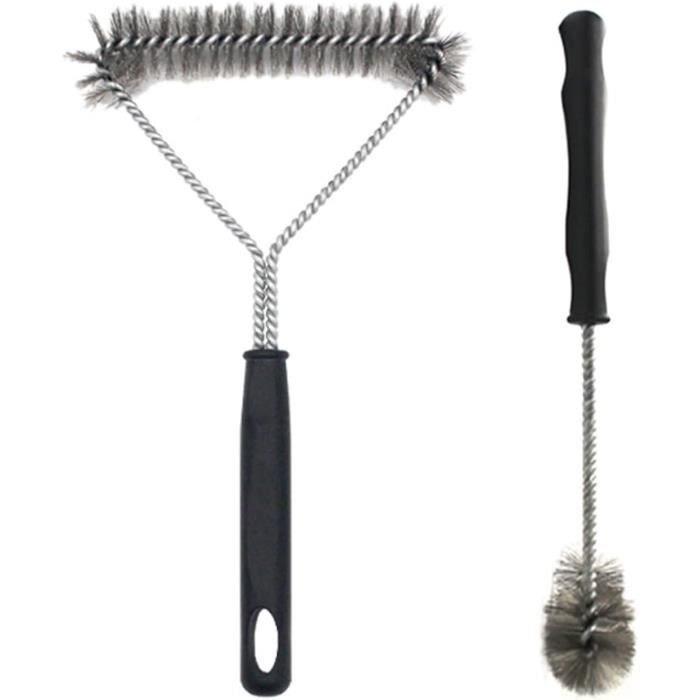 Brosse Barbecue Piuluvor - 30,5cm - Poils Laiton - Manche Long - Lot De 2