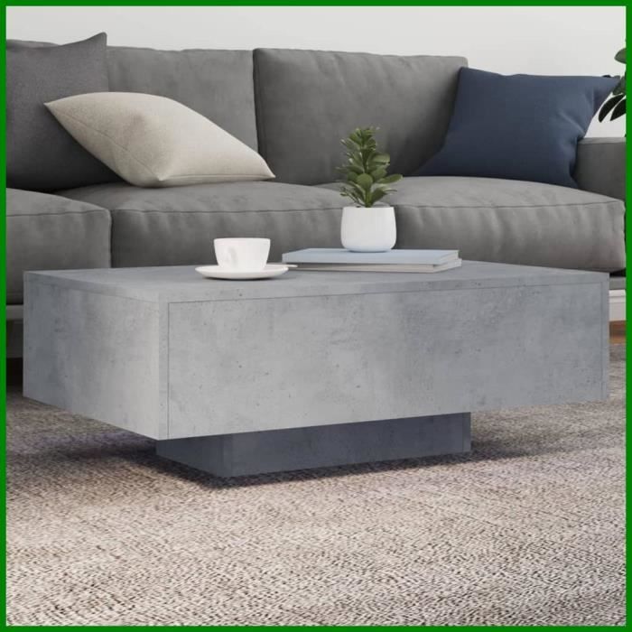 Table basse - CUQUE - Modèle avec lumières LED - Gris béton - 85x55x31 cm - Design contemporain