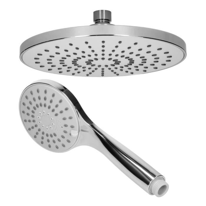 Pommeau De Douche Rond 15,2 Cm - 60 Buses Anti-calcaire - Réglable 360° - Chrome