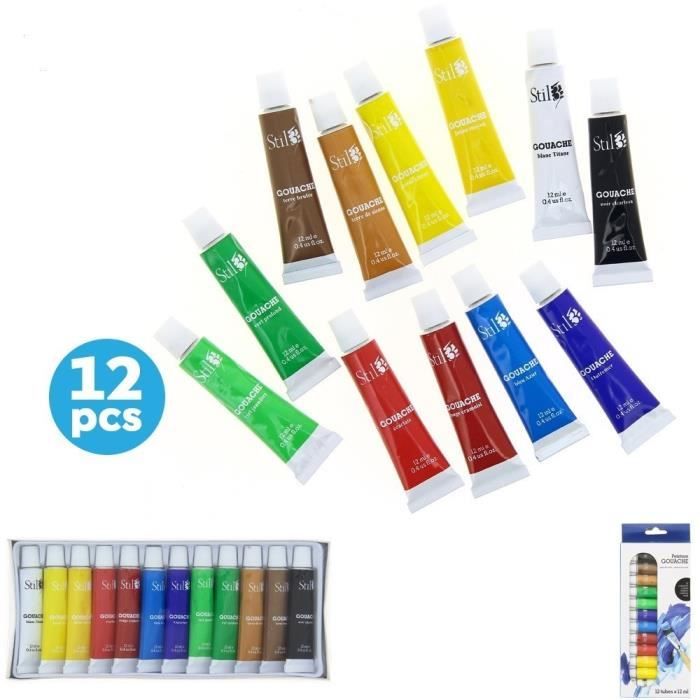 Peinture - 24 sticks gouache solide 10g - couleurs assorties