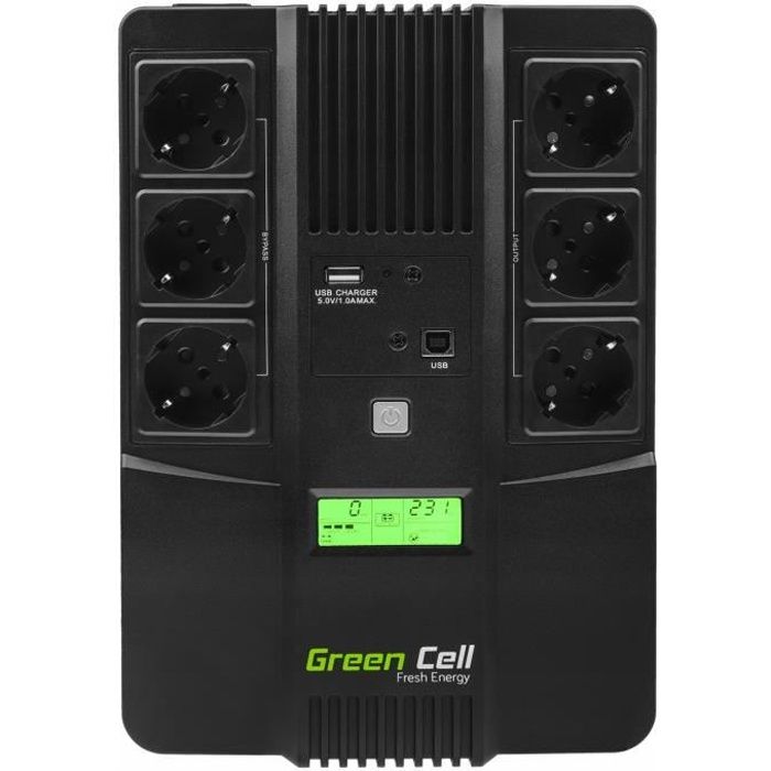 Onduleur externe Green Cell – UPS USV 600VA – Line-Interactive AVR – USB/RJ45