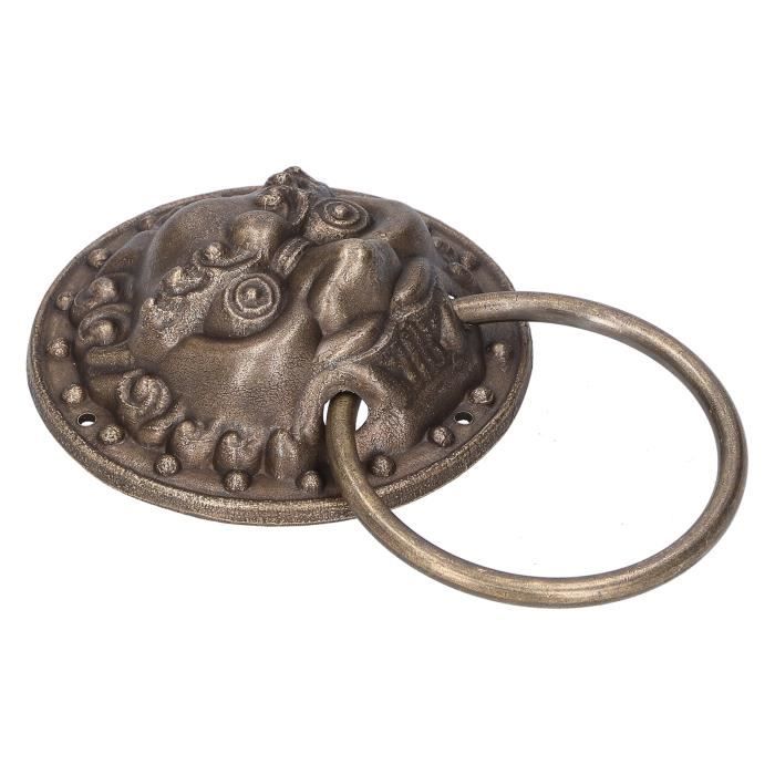 Heurtoir De Porte Tête De Lion En Laiton Noir – Grand Anneau, Reproduction Ancienne