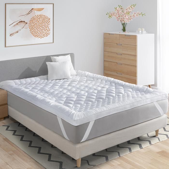 IDMARKET Surmatelas 140x190 CM SACHA 7 zones de confort épais et moelleux 600 gr IDMARKET Surmatelas 140x190 CM SACHA 7 zones de confort épais et moelleux 600 gr