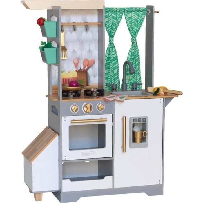 kidkraft cuisine en bois pour enfant terrace garden avec accessoires son lumiere cdiscount jeux jouets