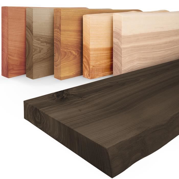 LAMO Manufaktur Étagère bois massif sans pièces de fixation Étagère 100 cm largeur Couleur: noir Bord: naturel belle veinure LAMO Manufaktur Étagère bois massif sans pièces de fixation Étagère 100 cm largeur Couleur: noir Bord: naturel belle veinure
