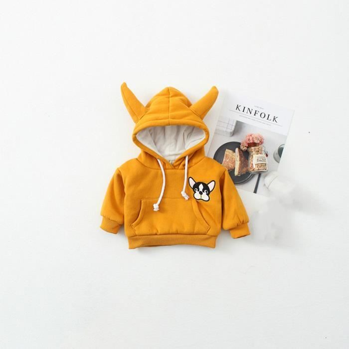 Pull A Capuche De Dessin Anime Pour Enfants Hiver Bebe Bebe Plus Epais Des Vetements Pour Enfants Jaune Jaune Cdiscount Pret A Porter