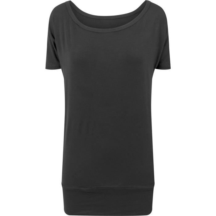 T shirt long en viscose femme BY040 noir manches longues col large Noir Cdiscount Pret a Porter