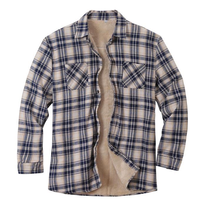Chemise en Flanelle Thermique D contract e Carreaux avec
