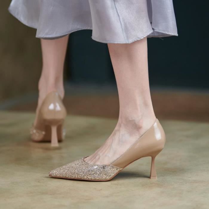 Escarpins Femme Marque De Luxe Beige KJEHOME HAIKEYI Talon