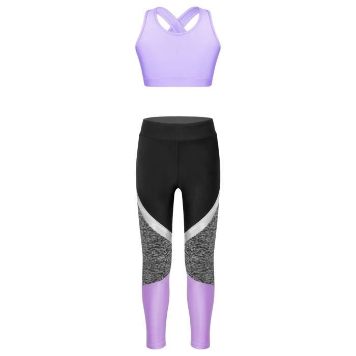 Inhzoy Enfant Fille Ensemble de Vetements de Running Survetement Sport Ado avec Crop Top Legging Gymnastique Fille Workout 5 14 Ans Cdiscount Sport