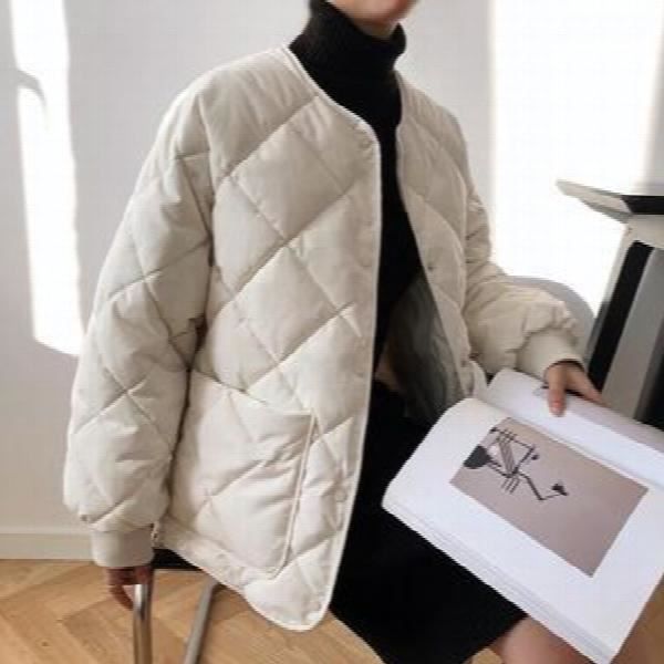 Veste D'hiver En Coton Femme Veste Courte En Simili Cuir Matelassé