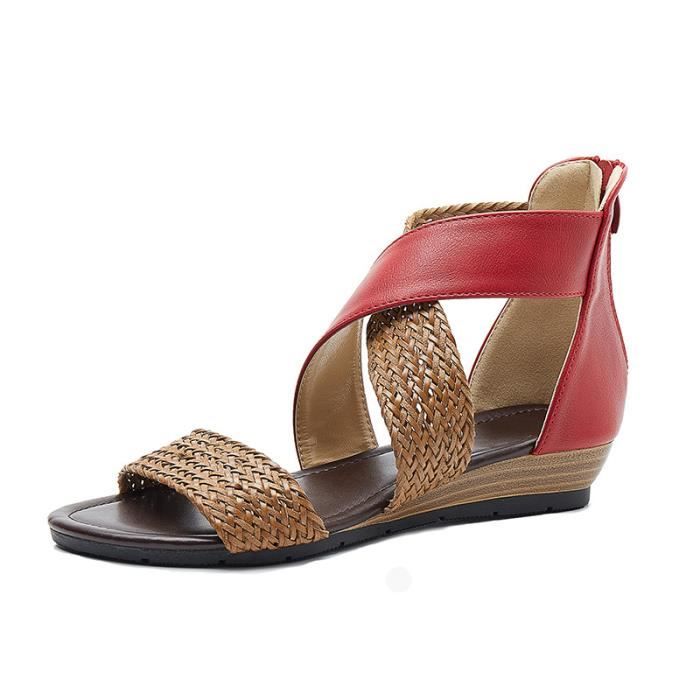 Chaussures compensées rouge femme deals
