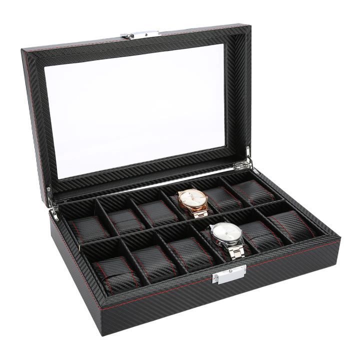 Pwshymi Boîte de montre Boîte de rangement rectangulaire en aluminium