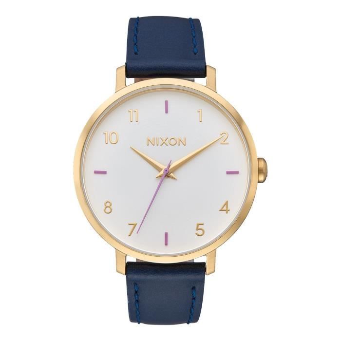 Montre Femme Nixon Modèle A4672214-00 - Boîtier 38 Mm Or Rose, Bracelet Cuir Taupe - NEUVE Avec étiquettes