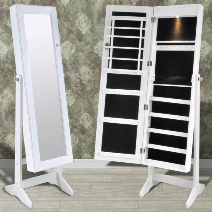 Armoire A Bijoux Sur Pied Avec Miroir Et Eclairage Led Murale Achat Vente Armoire A Bijoux Armoire A Bijoux Sur Pied Cdiscount