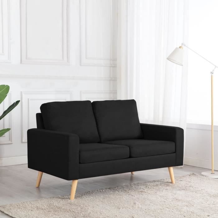 (ONSALE)Sofa de 2 personnes - Canapé à 2 plc Noir Tissu - 93291