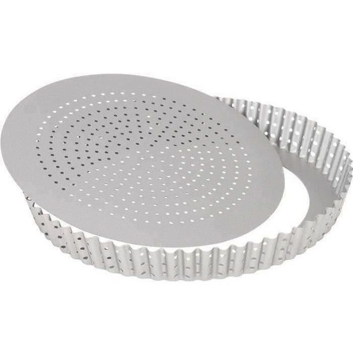 PATISSE Moule à tarte 24 cm perforé antiadhésif en acier