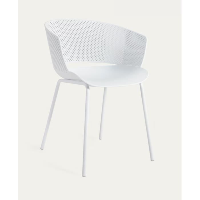 lot de 4 chaises de jardin coloris blanc - longueur 56 x profondeur 55 x hauteur 76 cm