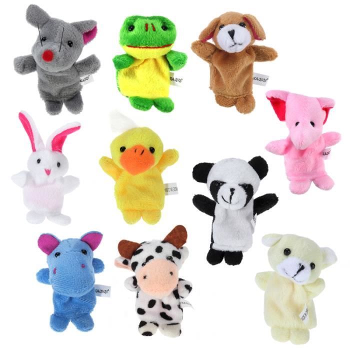 Set De 12 Marionnettes à Doigts En Velours Animaux - Jouet éducatif Pour Raconter Des Histoires, Fêtes