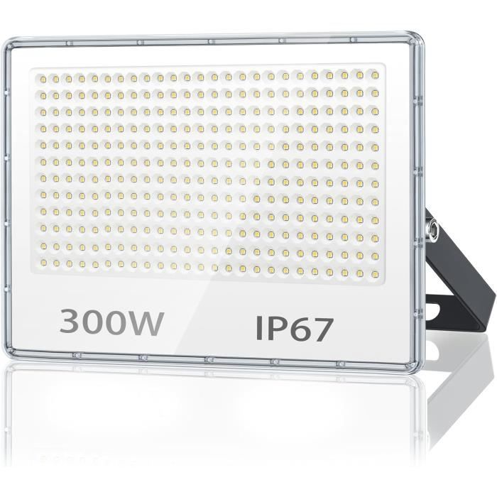 BOSITE Projecteur LED 300W 30000LM Extérieur - Spot LED IP65 Étanche Blanc Chaud Pour Jardin Garage Stade