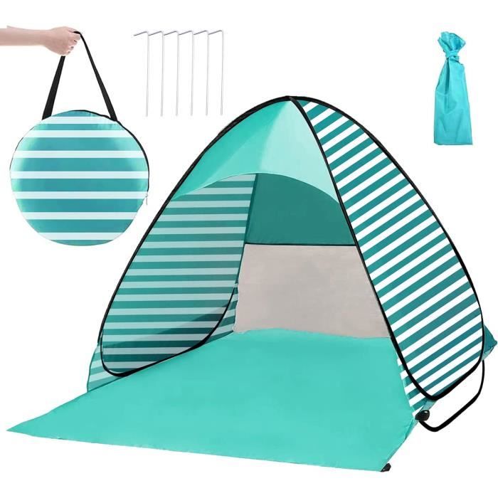 Tente De Plage UPF 50+ – Portable, Légère, Résistante UV, Avec Poteaux Et Sac De Rangement Tente De Plage UPF 50+ – Portable, Légère, Résistante UV, Avec Poteaux Et Sac De Rangement